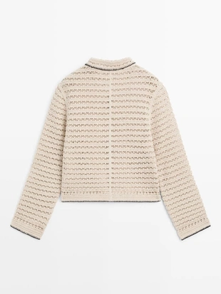 Короткая кружевная вязаная куртка- Заказать в России