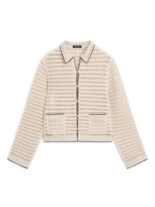 Короткая кружевная вязаная куртка- Заказать в России