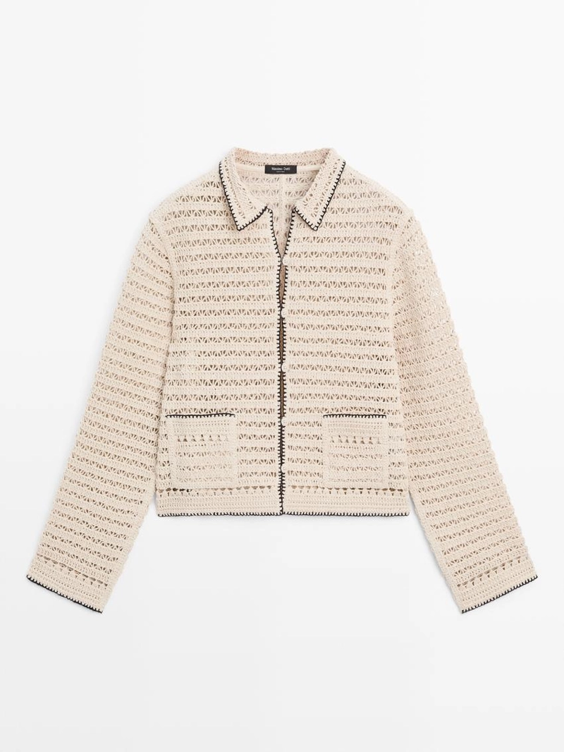 Короткая кружевная вязаная куртка