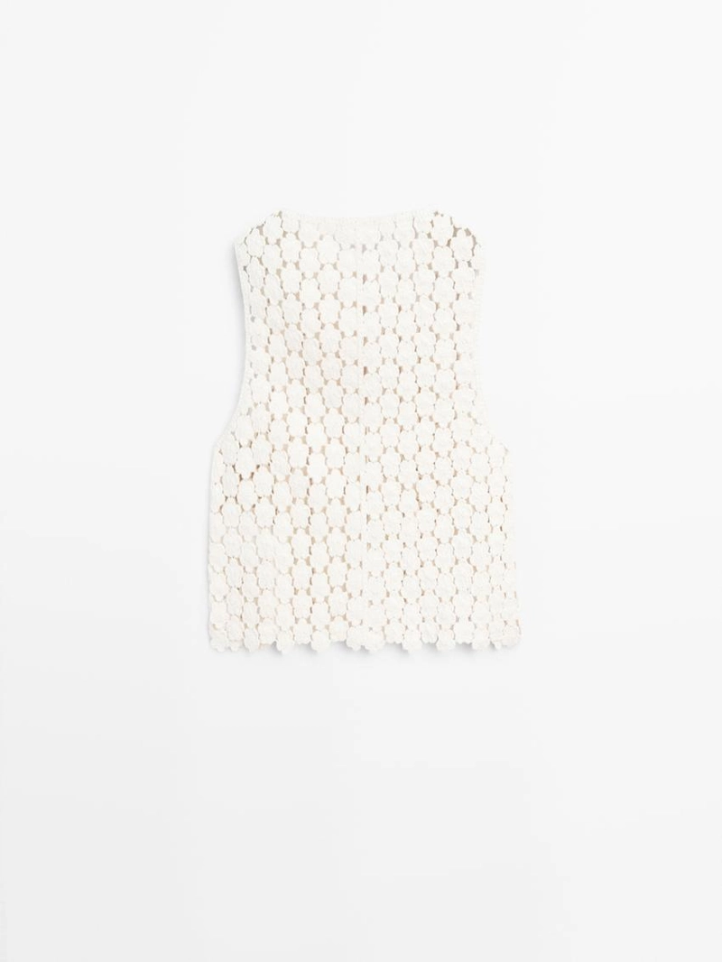 Хлопковый жилет с кружевными цветами