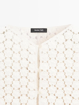 Хлопковый жилет с кружевными цветами- Заказать в России