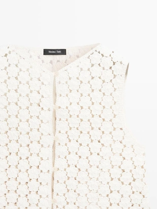 Хлопковый жилет с кружевными цветами- Заказать в России