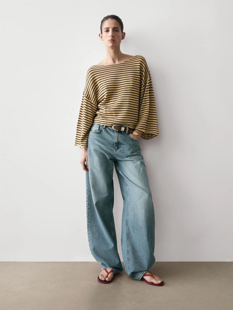 Свитер в полоску из 100% хлопка