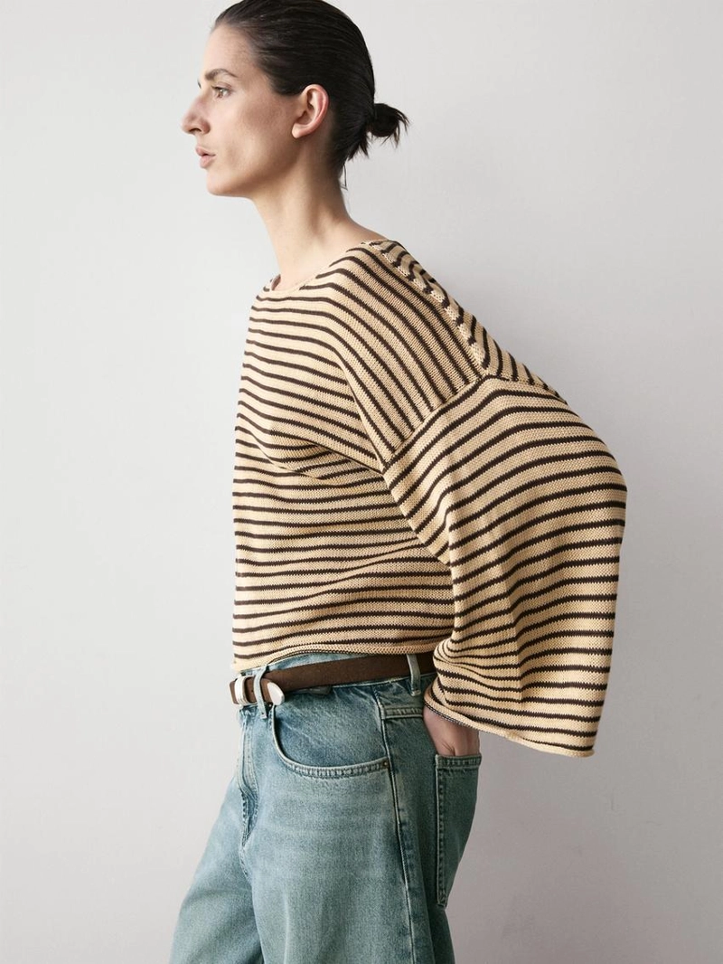 Свитер в полоску из 100% хлопка