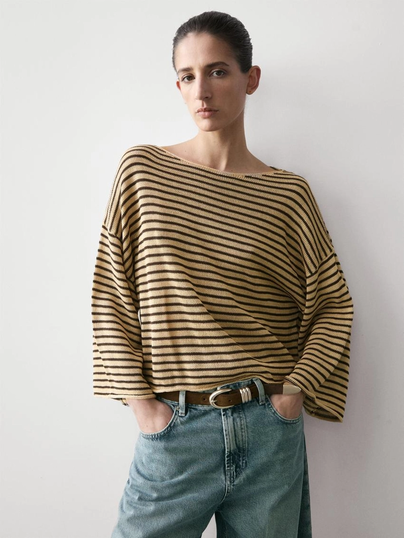 Свитер в полоску из 100% хлопка