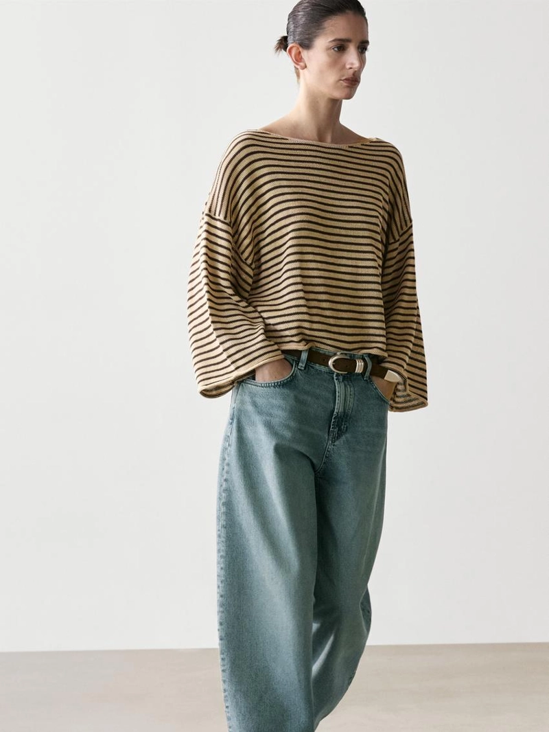 Свитер в полоску из 100% хлопка