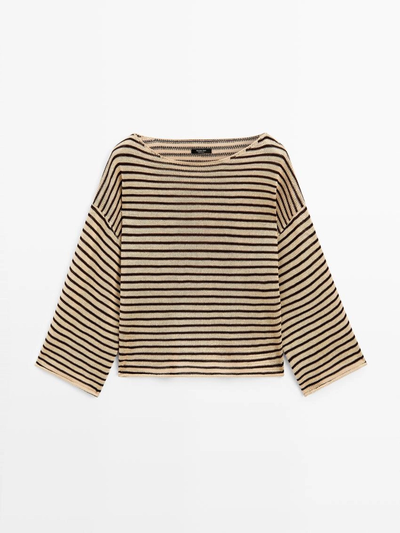 Свитер в полоску из 100% хлопка