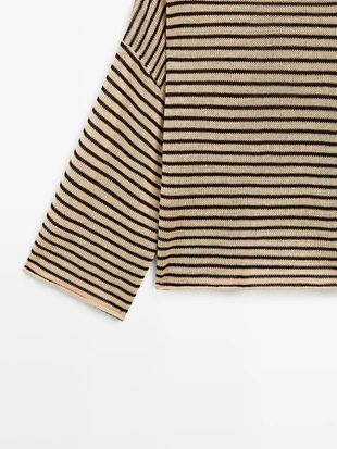 Свитер в полоску из 100% хлопка- Заказать в России