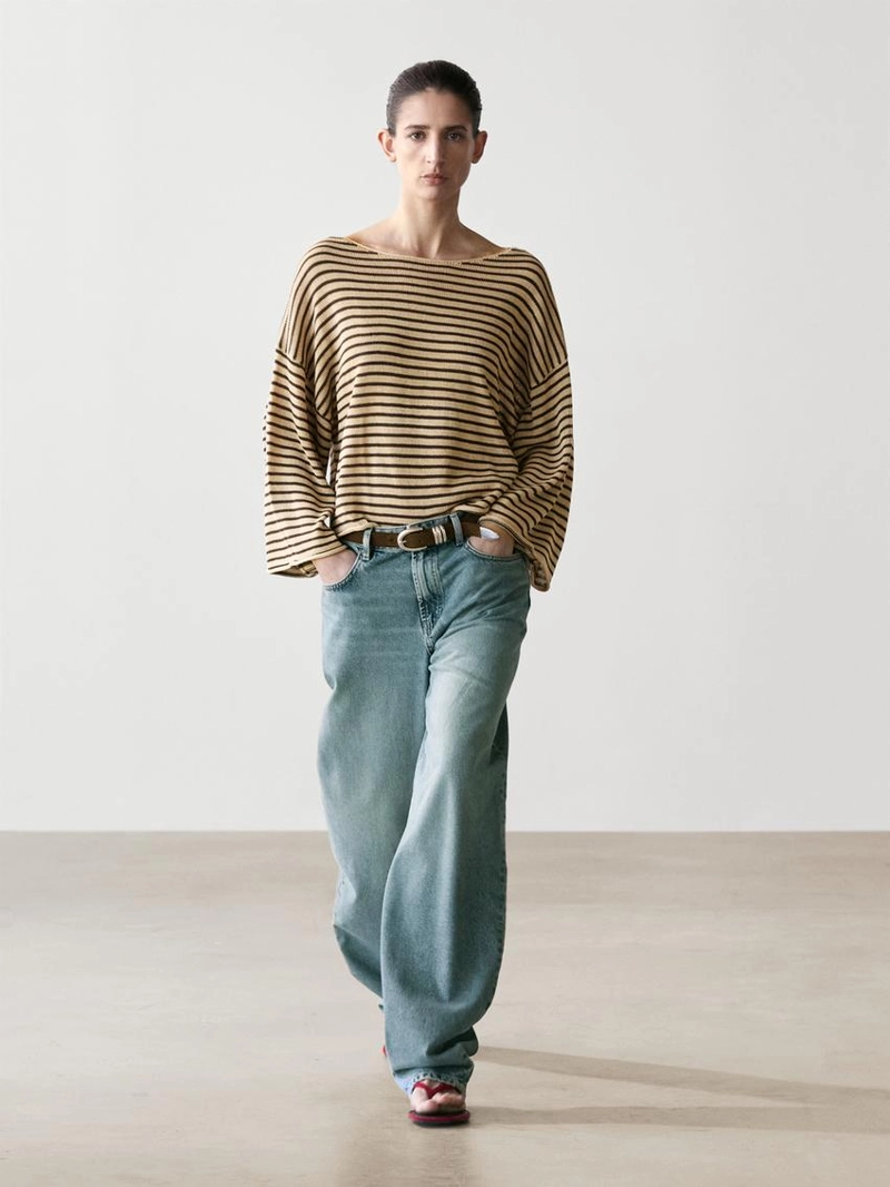 Свитер в полоску из 100% хлопка