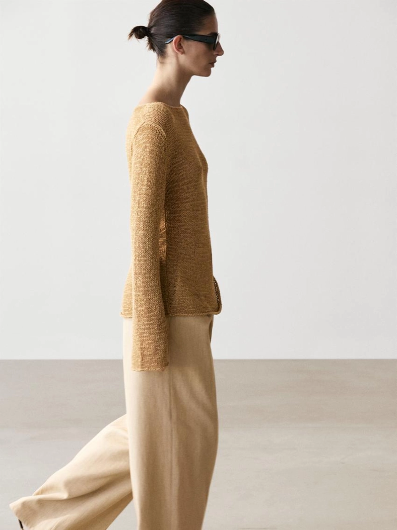 Свитер с лодочкой из смесового хлопка