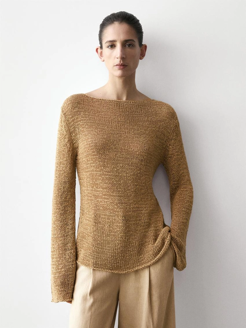 Свитер с лодочкой из смесового хлопка