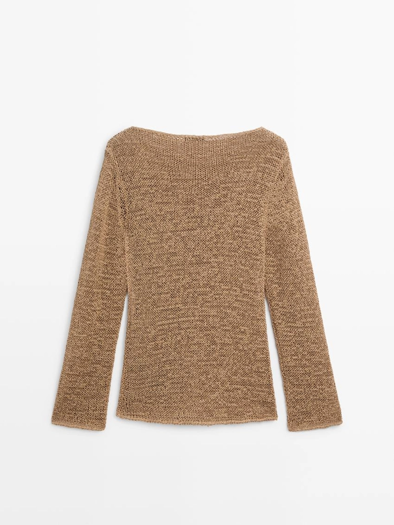 Свитер с лодочкой из смесового хлопка