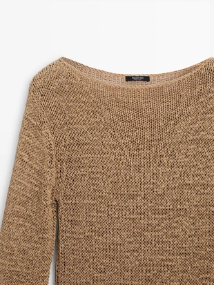 Свитер с лодочкой из смесового хлопка- Заказать в России