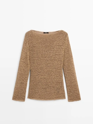 Свитер с лодочкой из смесового хлопка- Заказать в России