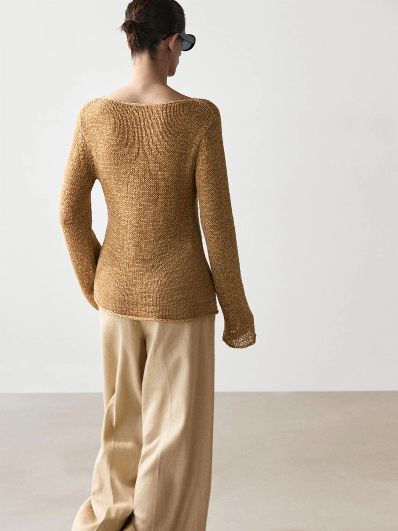 Свитер с лодочкой из смесового хлопка