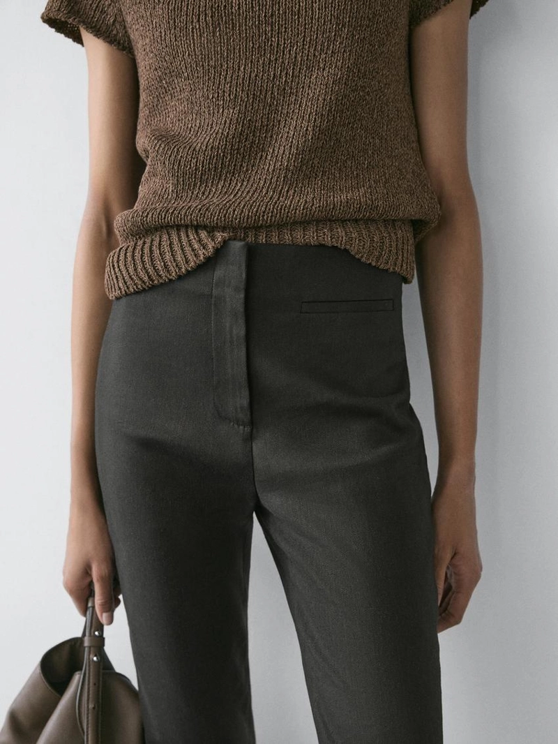 Льняные бриджи из смесового материала