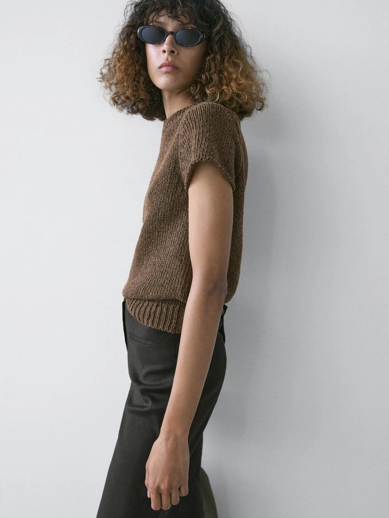 Льняные бриджи из смесового материала