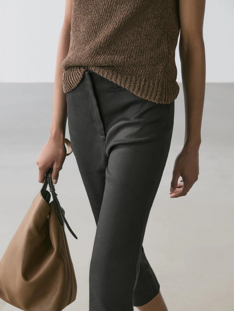 Льняные бриджи из смесового материала