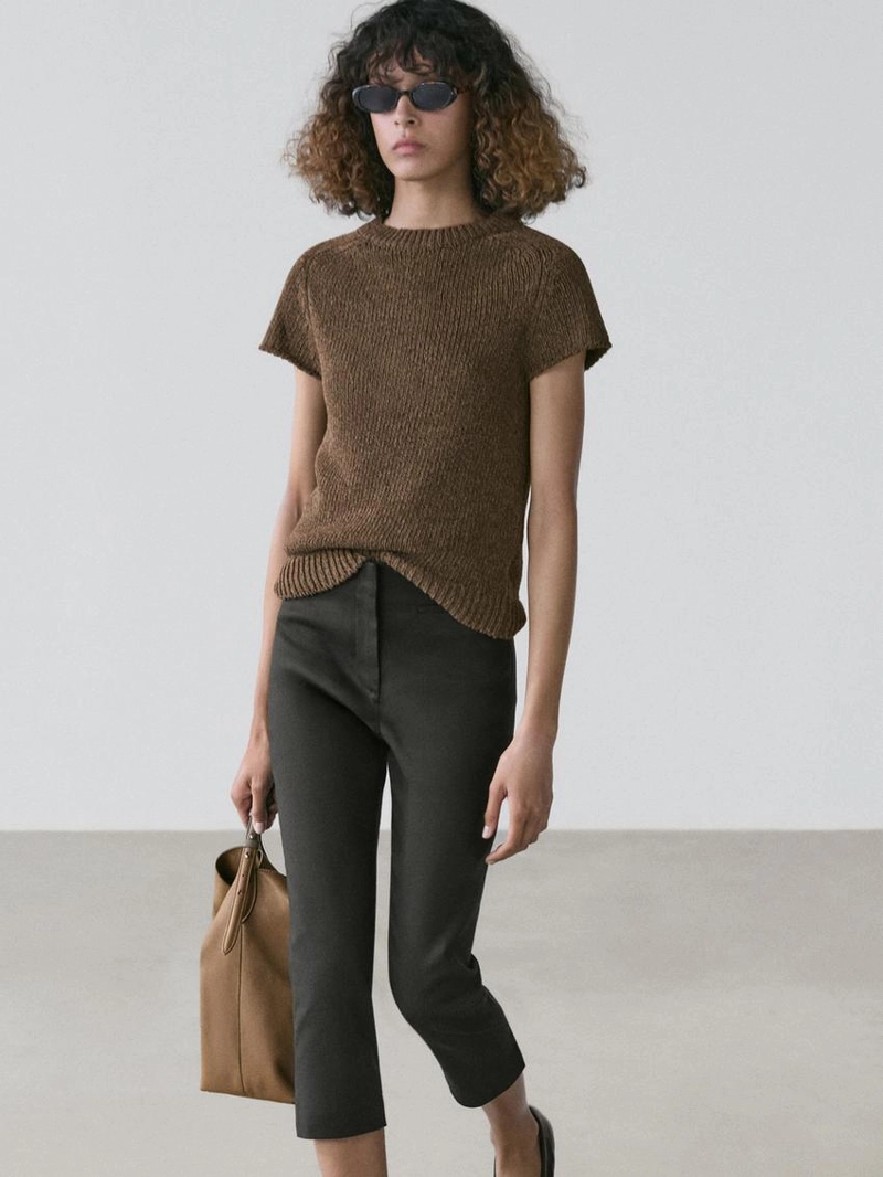 Льняные бриджи из смесового материала