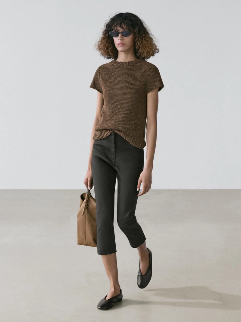 Льняные бриджи из смесового материала