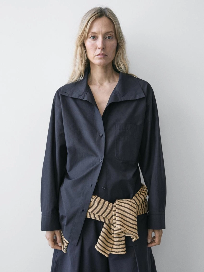 Рубашка-овершит из смесового хлопка с карманом