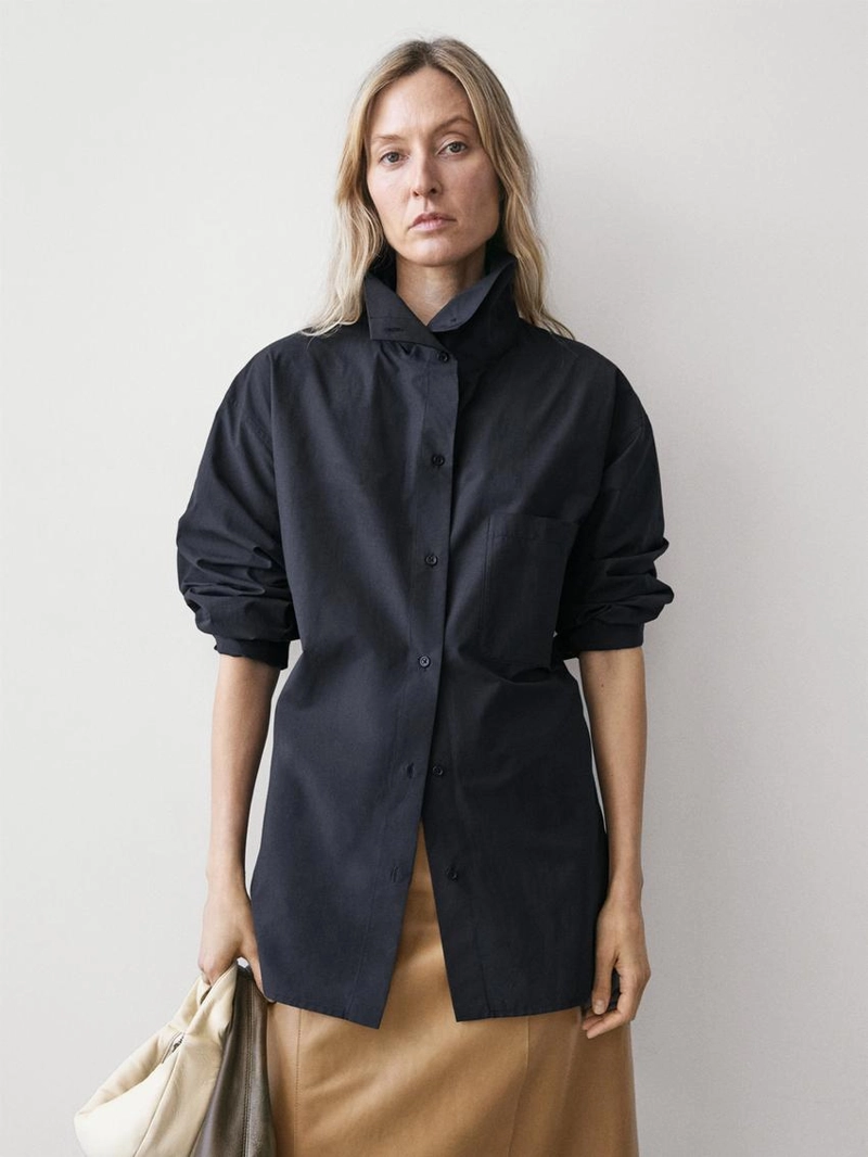 Рубашка-овершит из смесового хлопка с карманом