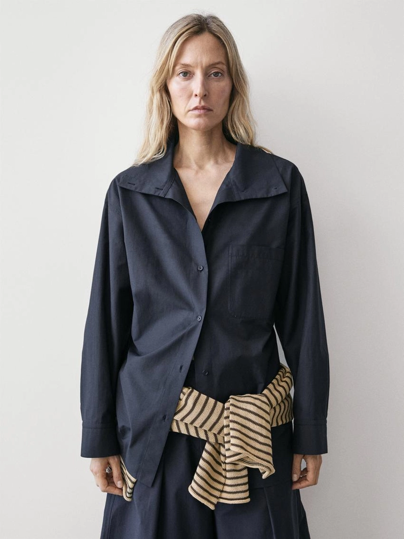 Рубашка-овершит из смесового хлопка с карманом