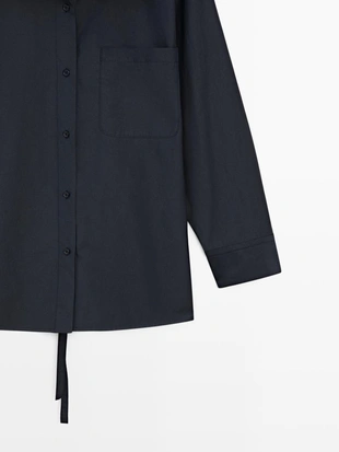 Рубашка-овершит из смесового хлопка с карманом- Заказать в России