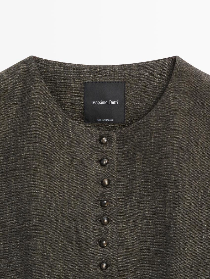 Жилет-жакет с перекрестным запахом из льна и деталями завязки