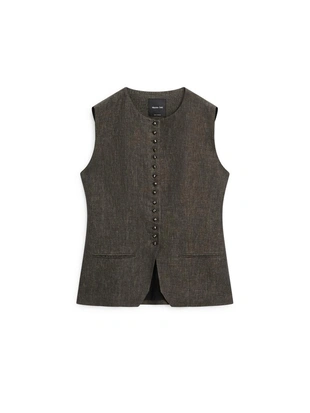 Жилет-жакет с перекрестным запахом из льна и деталями завязки- Заказать в России