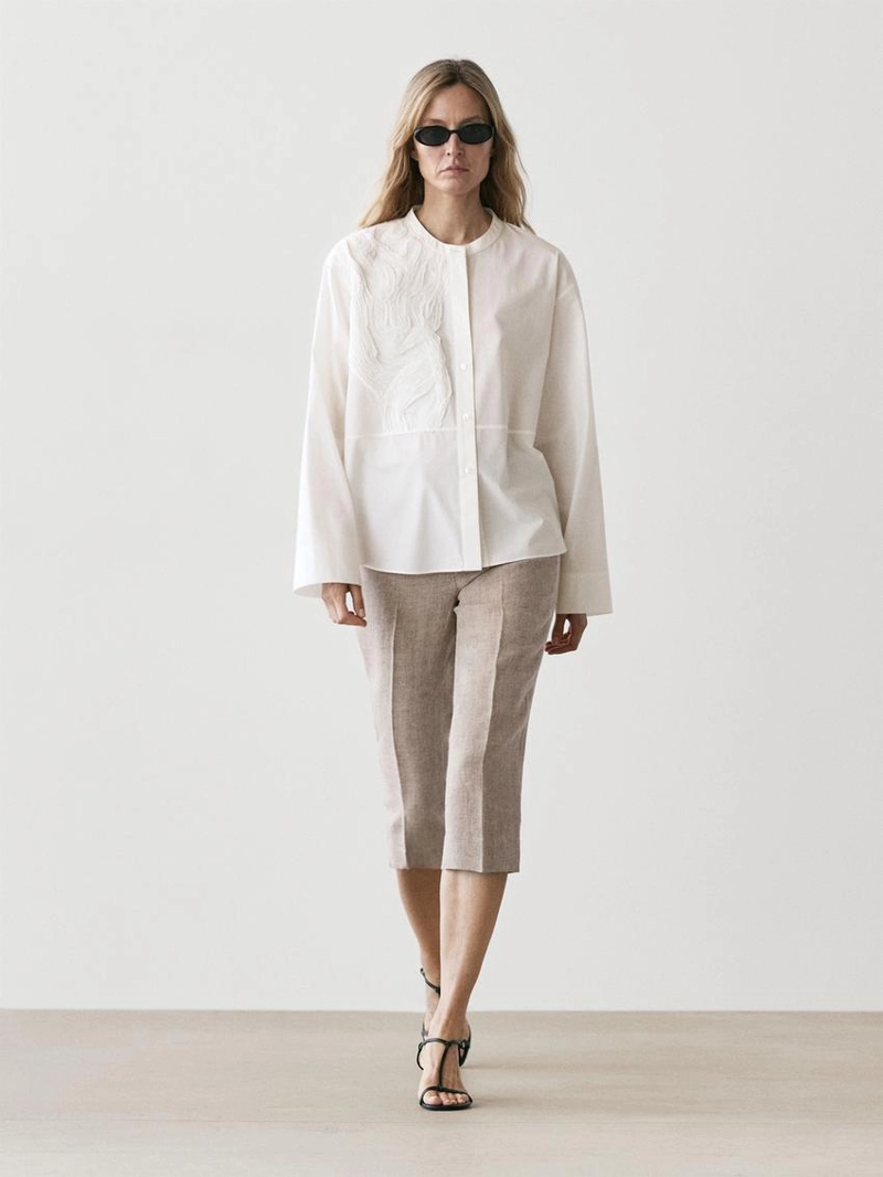 Рубашка из хлопково-вискозного микса с вышивкой