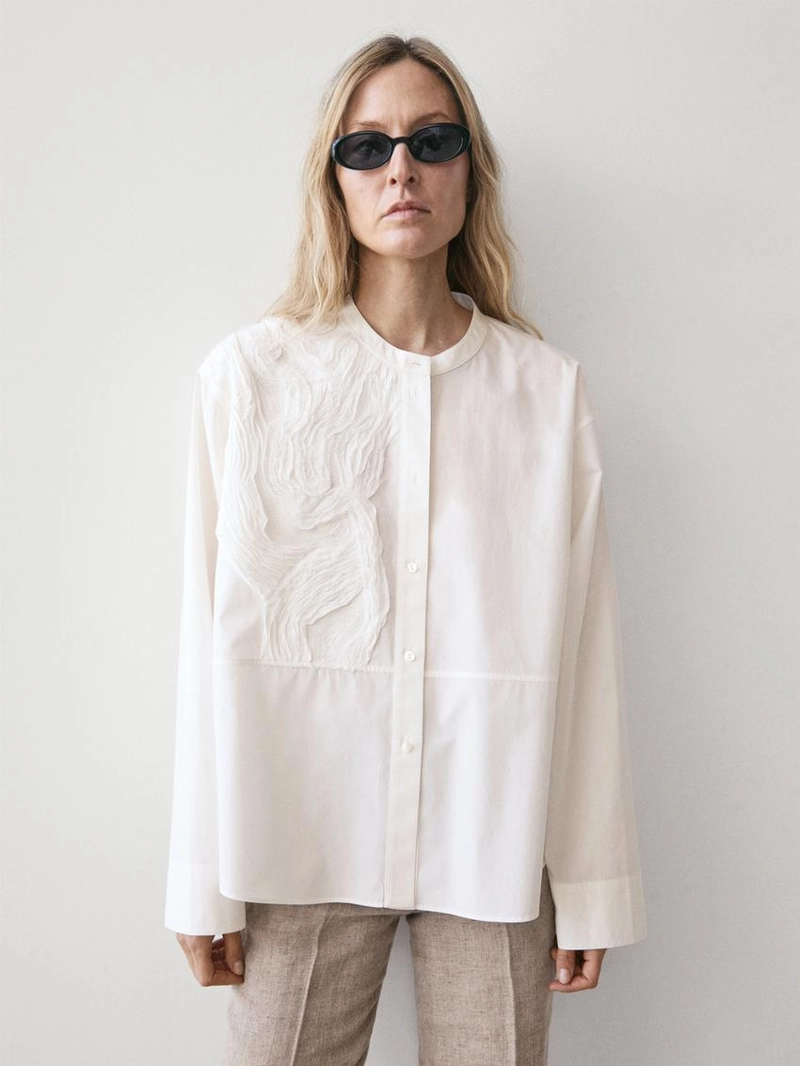 Рубашка из хлопково-вискозного микса с вышивкой