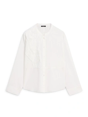 Рубашка из хлопково-вискозного микса с вышивкой- Заказать в России