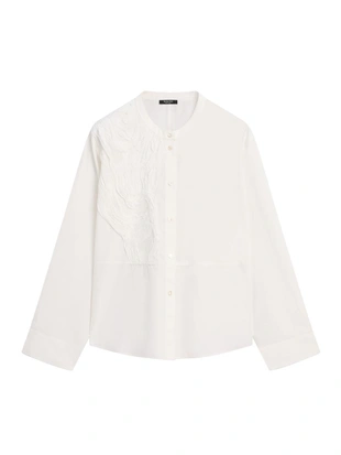 Рубашка из хлопково-вискозного микса с вышивкой- Заказать в России