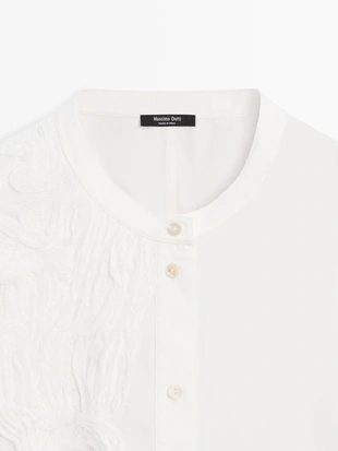 Рубашка из хлопково-вискозного микса с вышивкой- Заказать в России