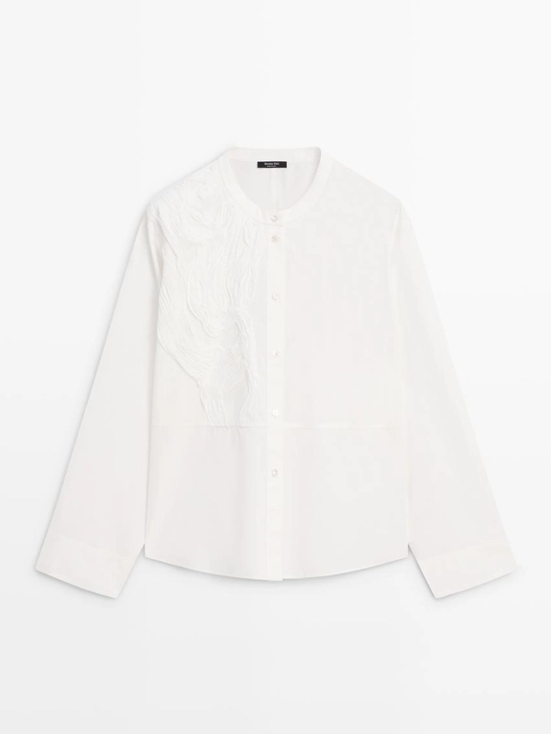 Рубашка из хлопково-вискозного микса с вышивкой