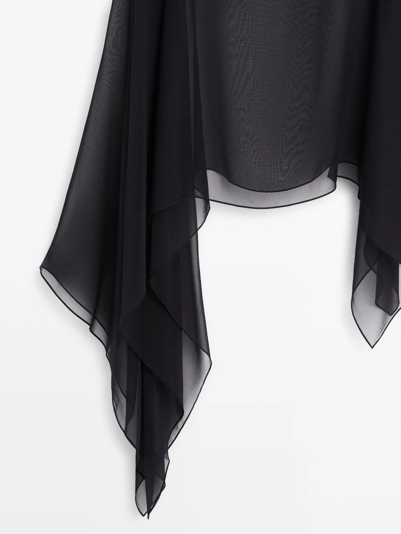 Асимметричная накидка из шелка