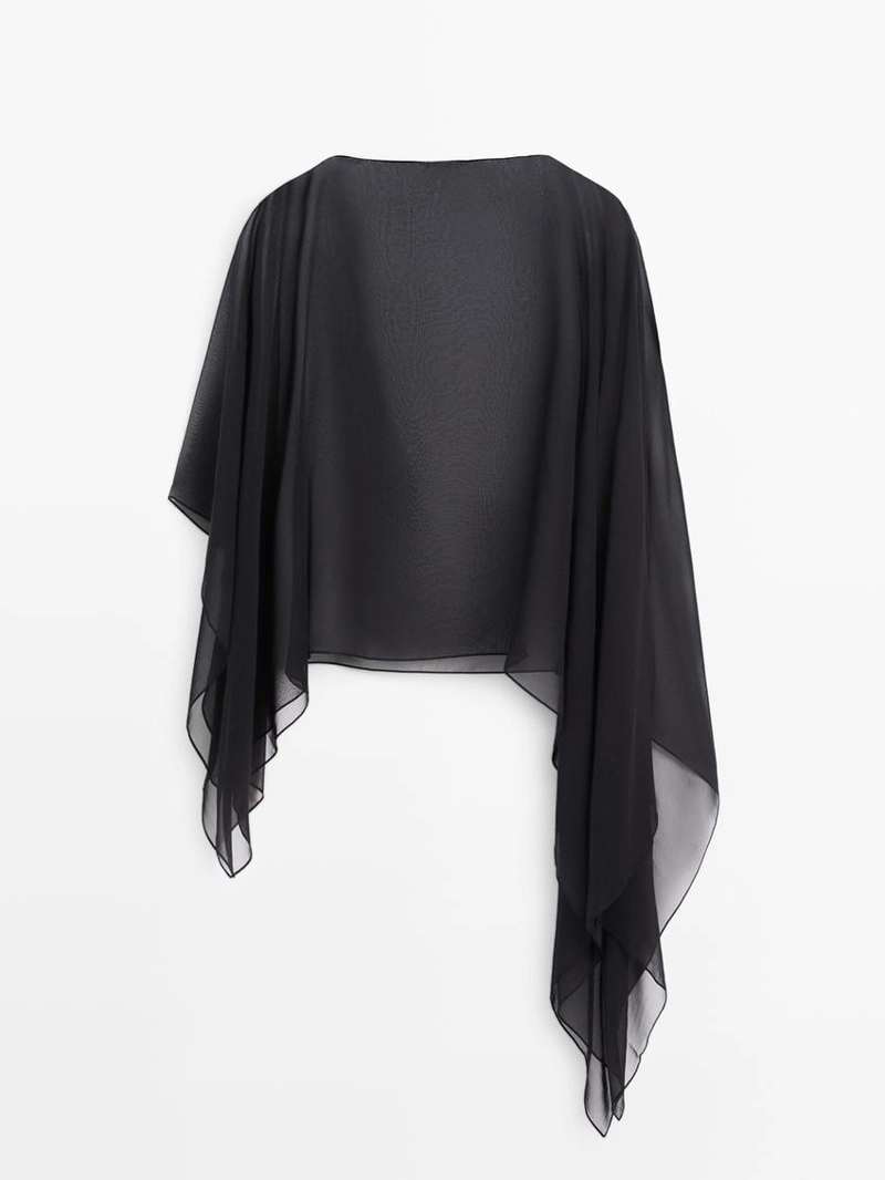 Асимметричная накидка из шелка