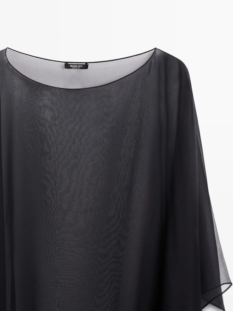 Асимметричная накидка из шелка