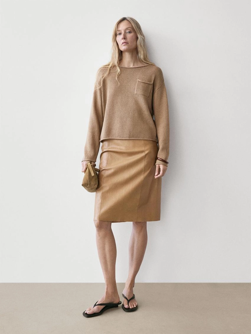 Свитер из хлопка и льна с деталями кармана