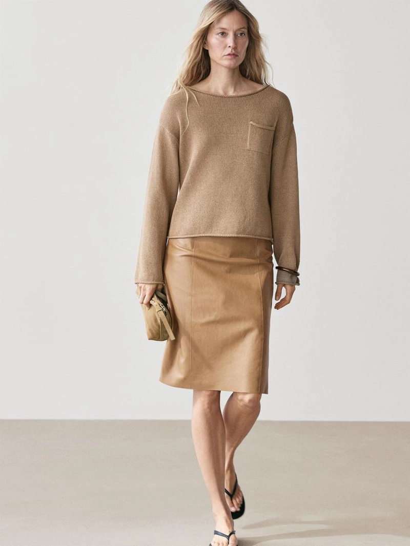 Свитер из хлопка и льна с деталями кармана