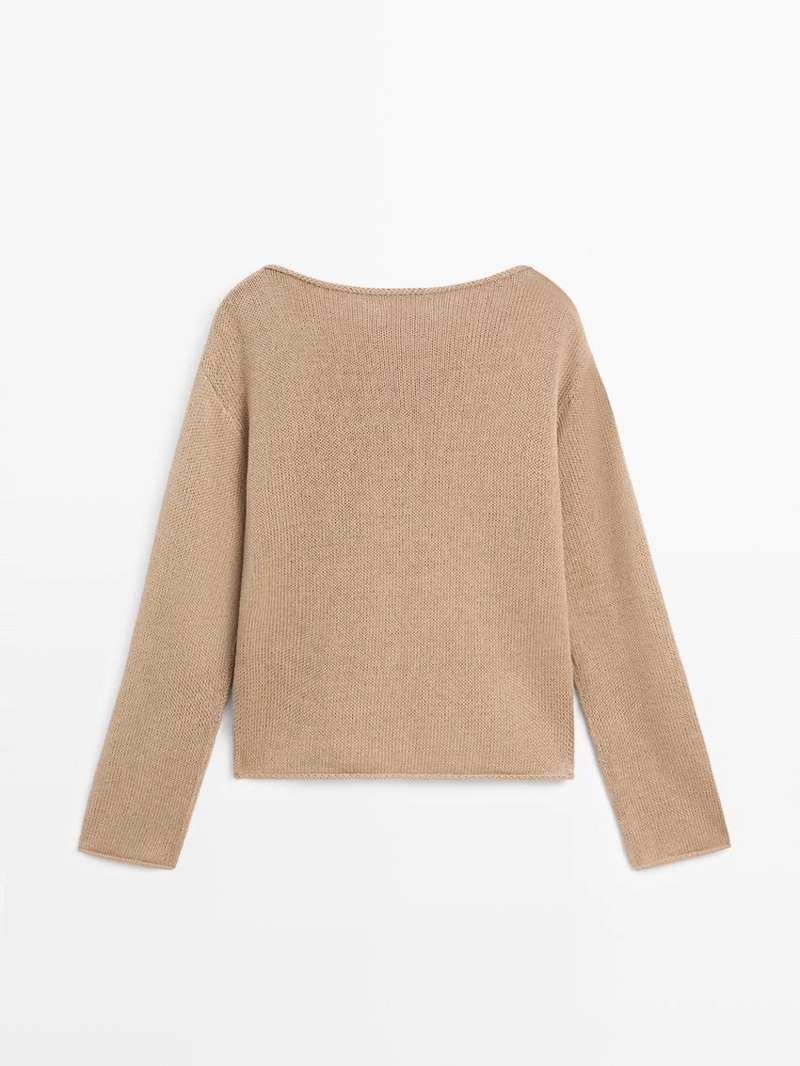 Свитер из хлопка и льна с деталями кармана