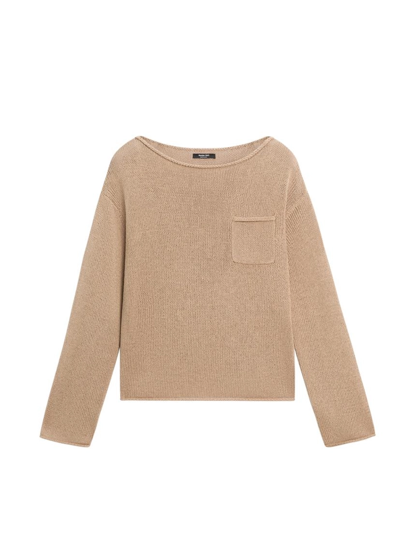 Свитер из хлопка и льна с деталями кармана