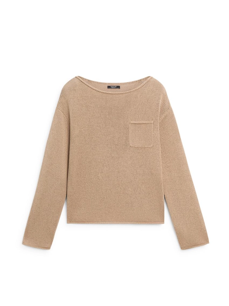 Свитер из хлопка и льна с деталями кармана