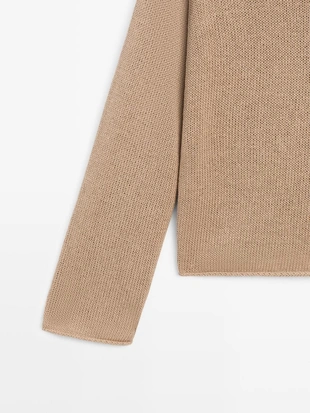 Свитер из хлопка и льна с деталями кармана- Заказать в России