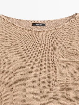 Свитер из хлопка и льна с деталями кармана- Заказать в России