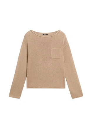 Свитер из хлопка и льна с деталями кармана- Заказать в России