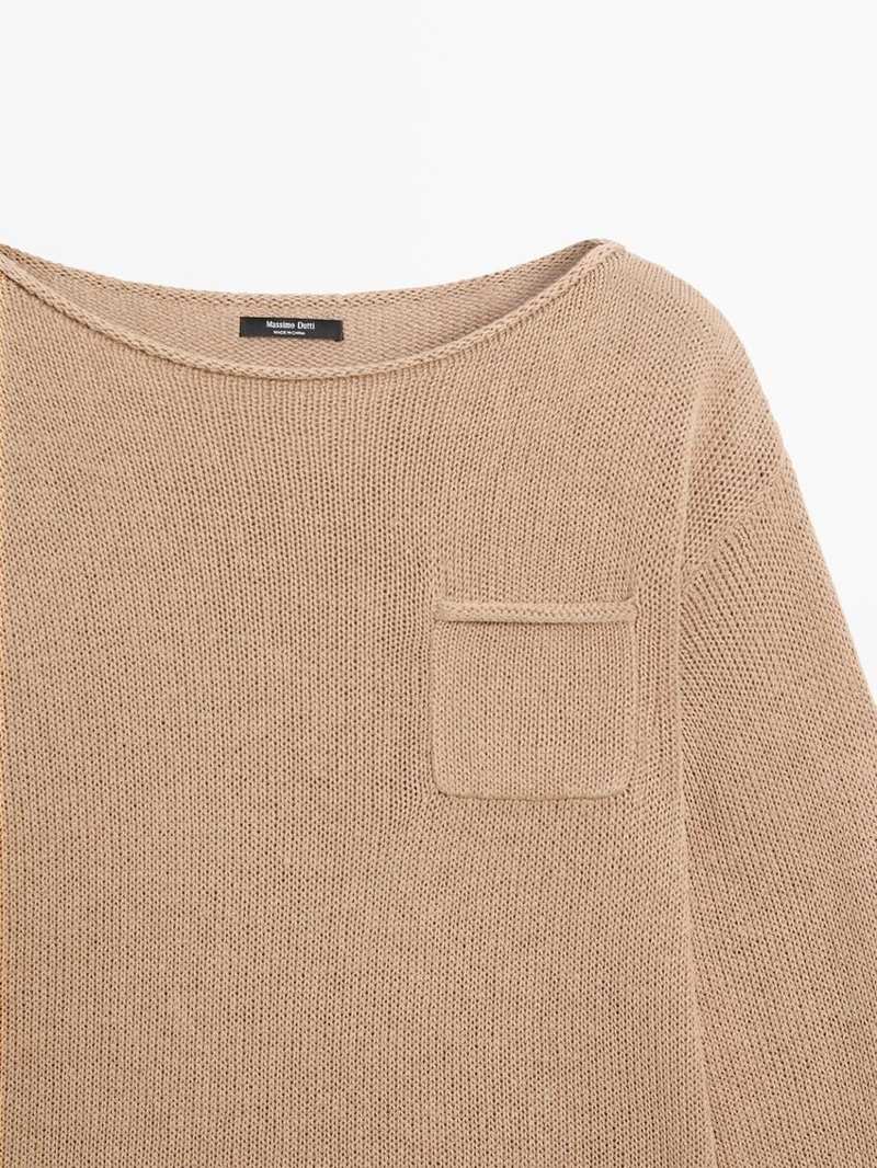 Свитер из хлопка и льна с деталями кармана