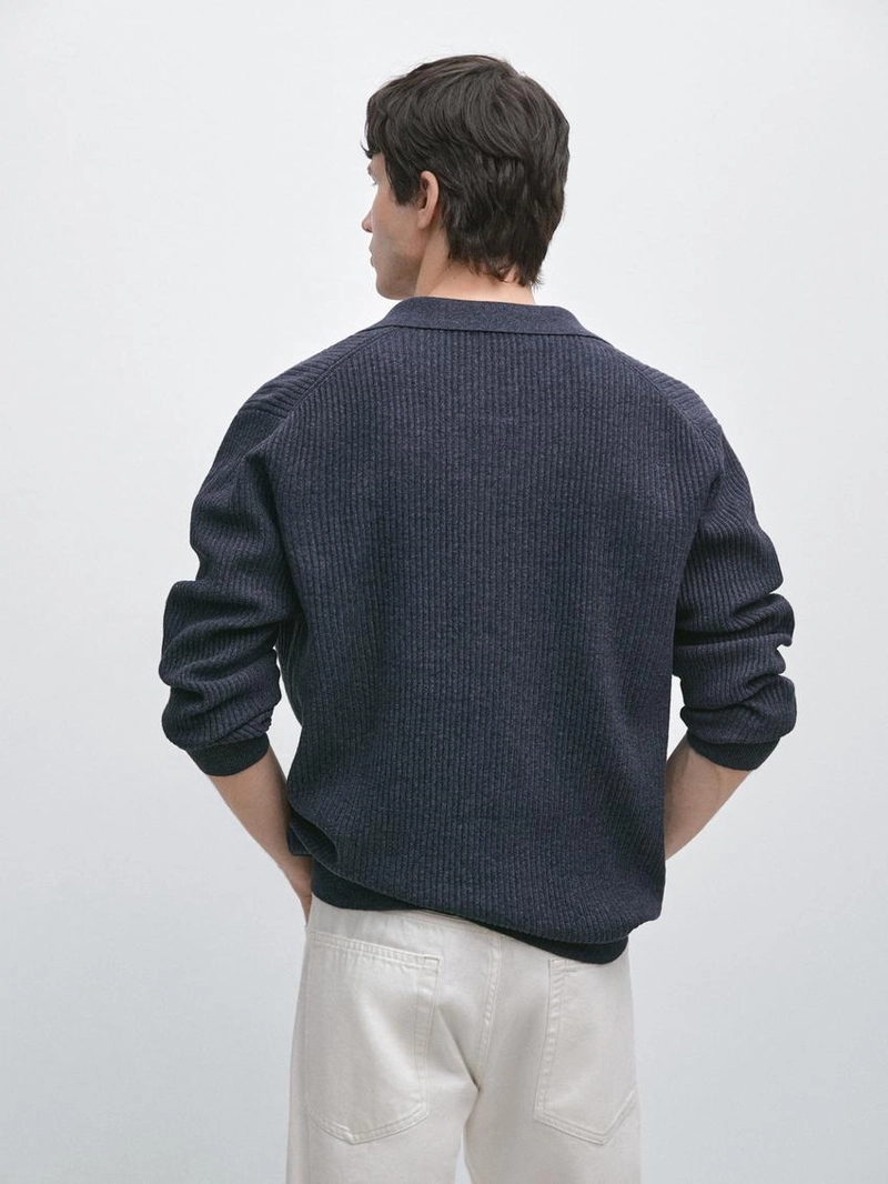 Кардиган с пуговицами из ребристого трикотажа