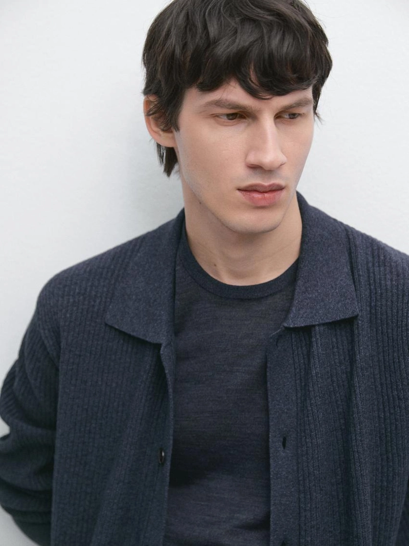 Кардиган с пуговицами из ребристого трикотажа